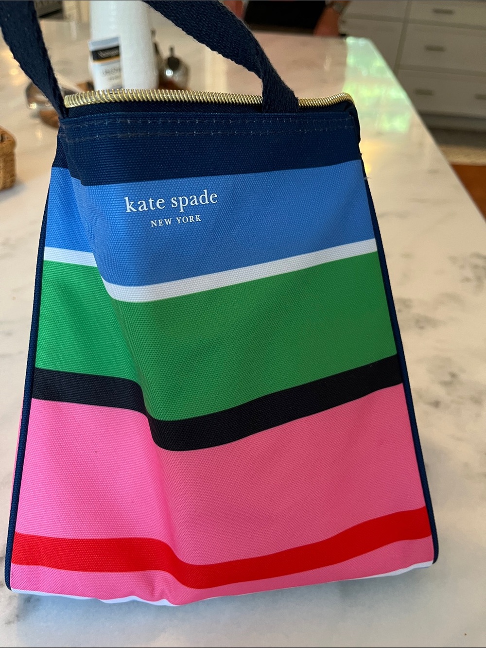 kate spade New York Multicolor Stripe Tote — Blue Green Pink
